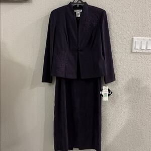 NWT Miss Dorby Eggplant Purple Two Piece Suit Dress Set Size 8 Petite